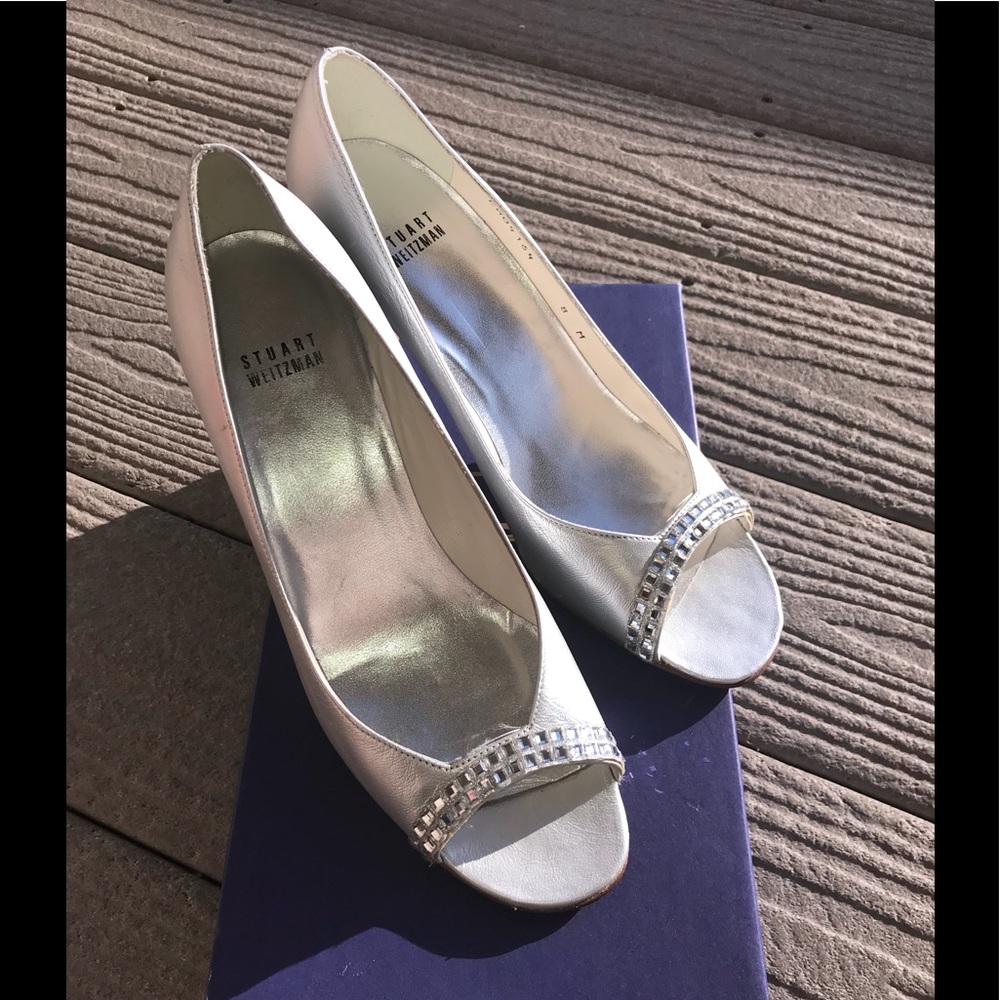 💎STUART WEITZMAN SILVER DIAMOND WEDDING/ PROM💎
